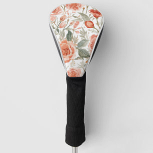 Orange Roses Watercolor Botanical Coral Floral Golf Head Cover