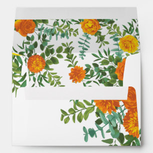Orange Roses Wedding Floral Modern Envelope