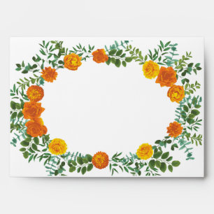 Orange Roses Wedding Floral Modern Envelope