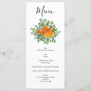 Orange Roses Wedding Floral Modern Menu