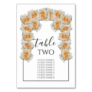 Orange Roses Wedding Guest Names Table Number