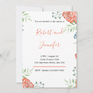 Orange Roses Wedding Invitation
