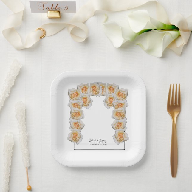 Orange Roses Wedding Paper Plate (Wedding)