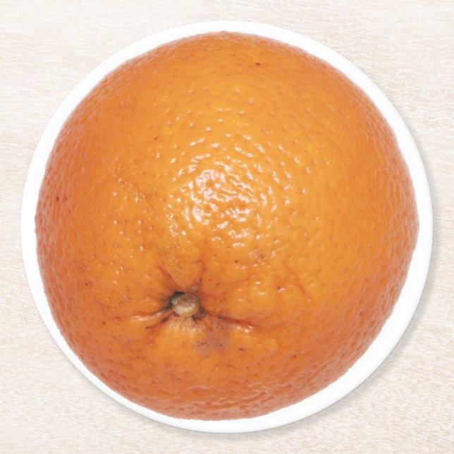 Orange Round Paper Coaster (Front)