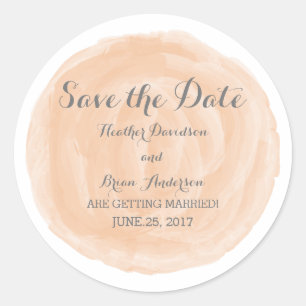 Orange Round Watercolor Save the Date Stickers