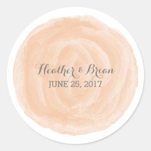 Orange Round Watercolor Wedding Stickers