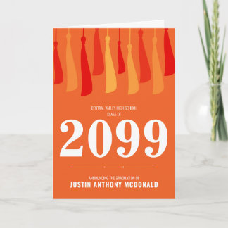 Orange Row of Tassels Photo Graduation Invitation