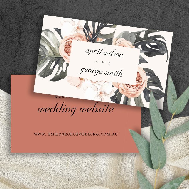 ORANGE RUST BOHO MOSTRERA FLORAL WEDDING WEBSITE BUSINESS CARD (Creator Uploaded)