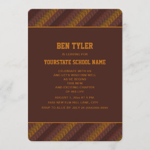 Orange Rust Brown Boy's Trunk College Party Invitation