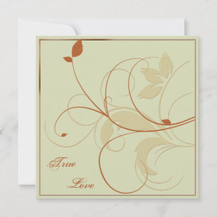 Orange Rust Gold Leaves Fall Wedding Invitation