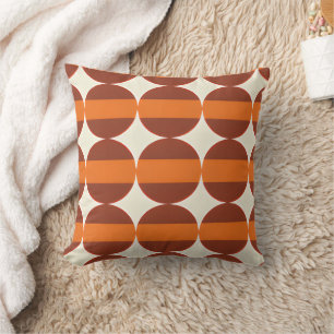 Orange Rust Mid Century Modern Geometric Pattern Cushion