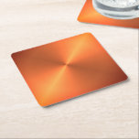 Orange Rust Shine Square Paper Coaster<br><div class="desc">Orange shine is a gradient metallic design</div>