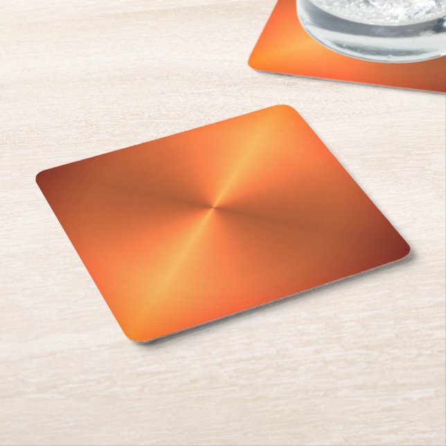 Orange Rust Shine Square Paper Coaster (Angled)