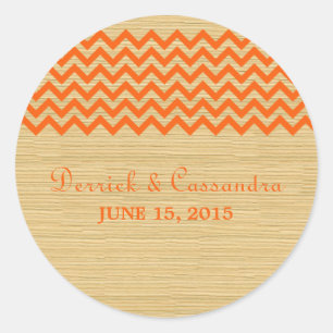 Orange Rustic Chevron Wedding Stickers