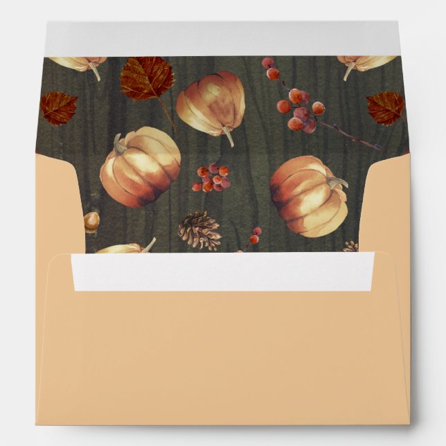 Orange Rustic Country Pumpkins Pattern Fall Envelope (Back (Bottom))