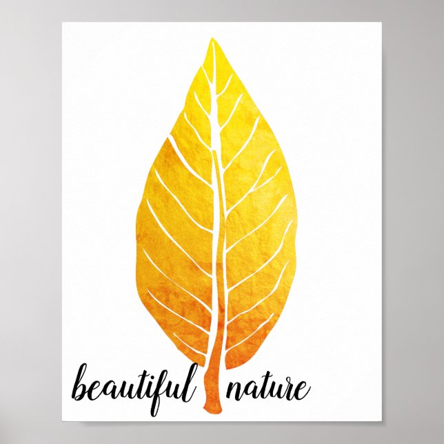 Orange Rustic leaf Nature Love Art Paint Poster (Front)