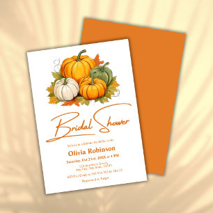 Orange Rustic Pumpkin Fall in Love Bridal Shower  Invitation