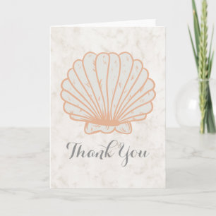 Orange Rustic Seashell Wedding Thank You Card