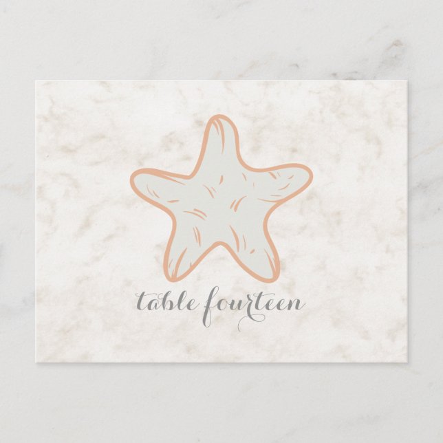 Orange Rustic Starfish Table Number Postcard (Front)