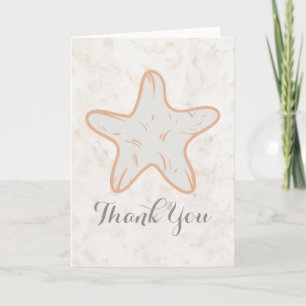 Orange Rustic Starfish Wedding Thank You Card