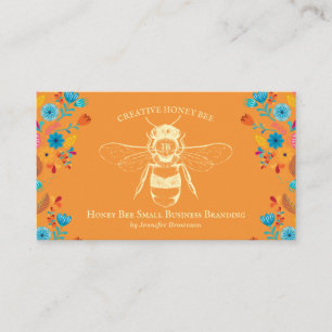 Orange Rustic Style Honey Bee Apiary Farm Business Card