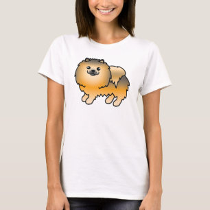 Orange Sable Cute Cartoon Pomeranian Dog T-Shirt