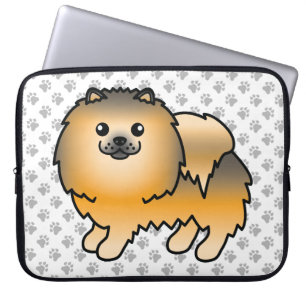 Orange Sable Pomeranian Cute Cartoon Dog & Paws Laptop Sleeve