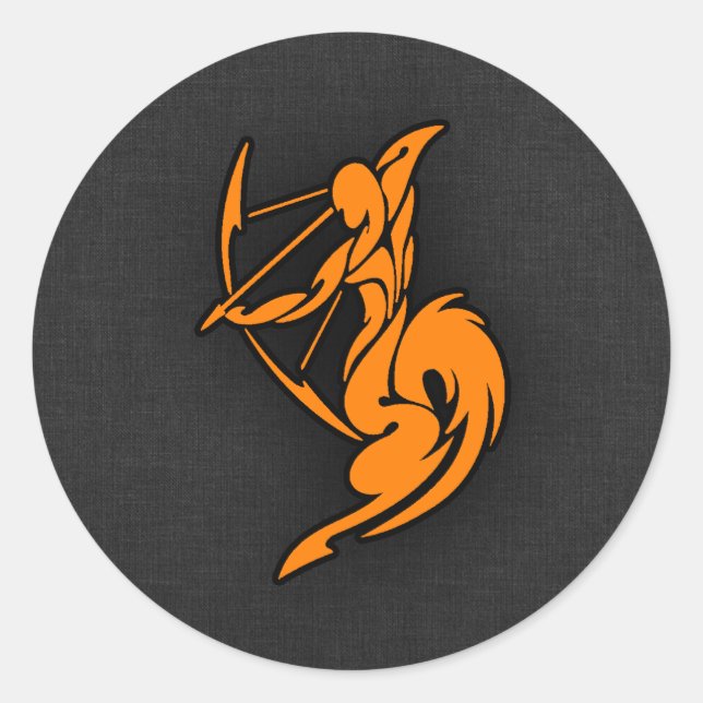 Orange Sagittarius Classic Round Sticker (Front)