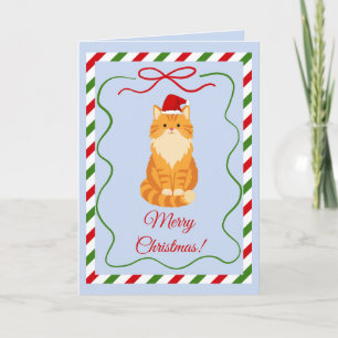 Orange Santa Cat Card