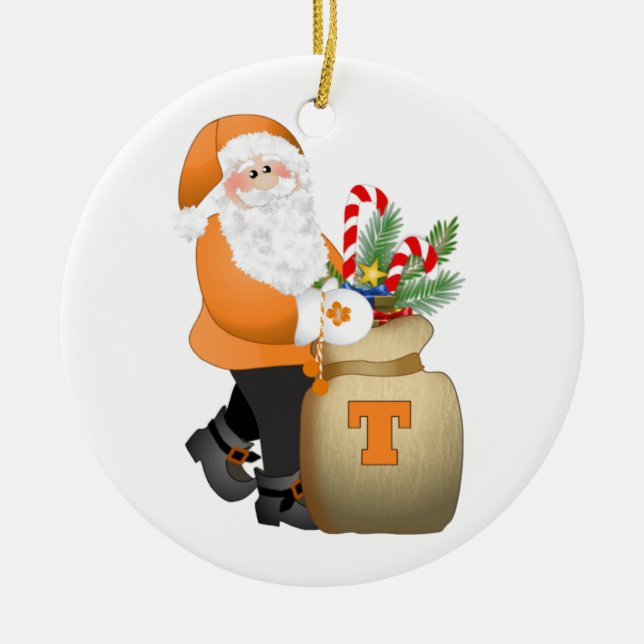 Orange Santa Ceramic Tree Decoration (Front)