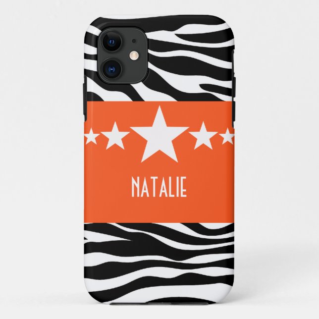 Orange Sassy Star Zebra BT iPhone 5 Case (Back)