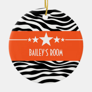 Orange Sassy Star Zebra Ornament