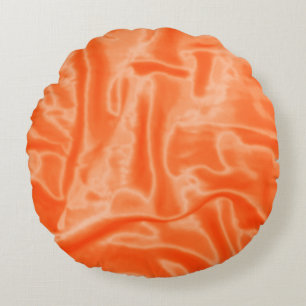 Orange Satin-Round Throw Pillow