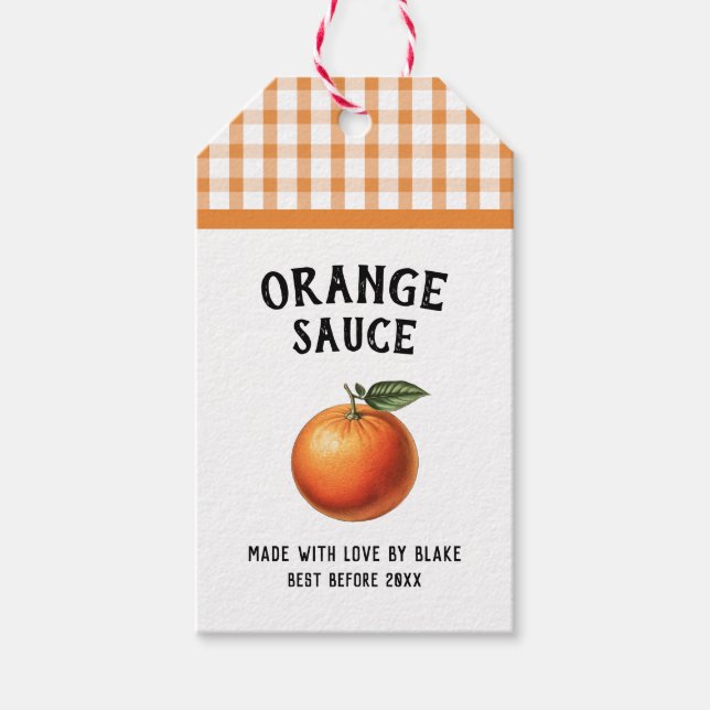 Orange sauce Preserve Label chequered pattern (Front)