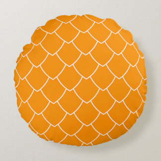 🧡 Orange Scallop Fabric printed Round Cushion