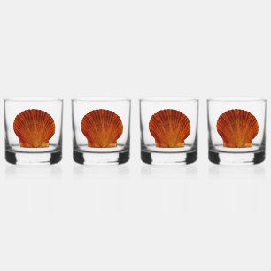 Orange Scallop Shell Seashell Whiskey Glass