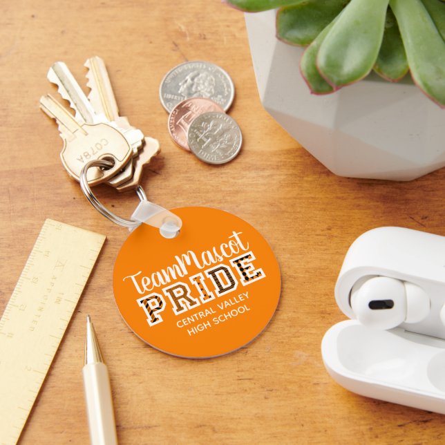 Orange School Pride Mascot Name Keychain (Desk)