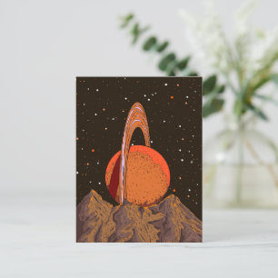 Orange Science fiction Planet Postcard