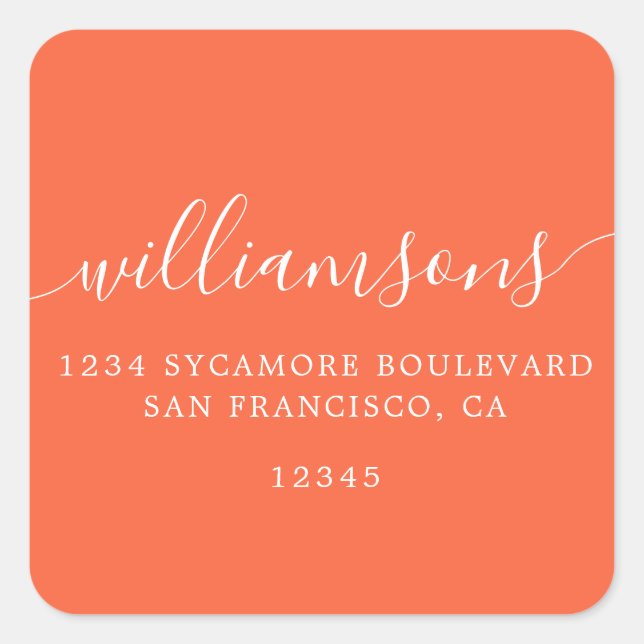 Orange Script Family Return Address Label (Front)