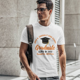 Orange Script Graduate Custom 2025 Graduation T-Shirt