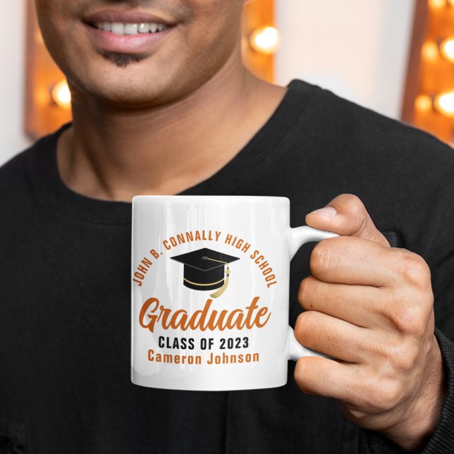 Orange Script Graduate Custom Graduation Gift Coffee Mug (Creator Uploaded)