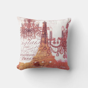 orange scripts chandelier paris eiffel tower cushion