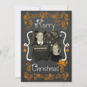 Orange Scrolls Customised Photo Holiday Card