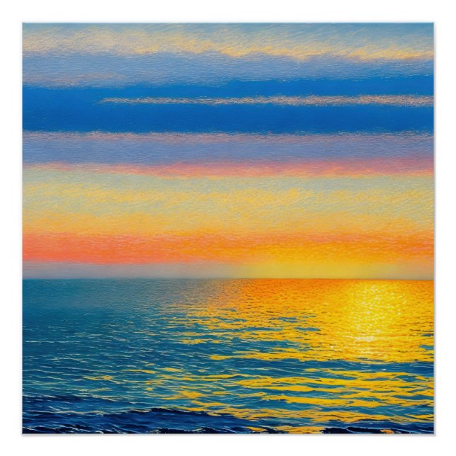 Orange Sea Sunset Poster (Front)