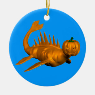 Orange Seadragon Ceramic Tree Decoration