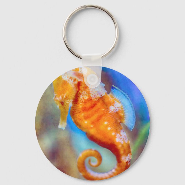 Orange Seahorse delight Key Ring (Front)