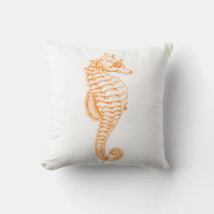 Orange Seahorse Pillow