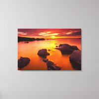 Orange seascape, sunset, California