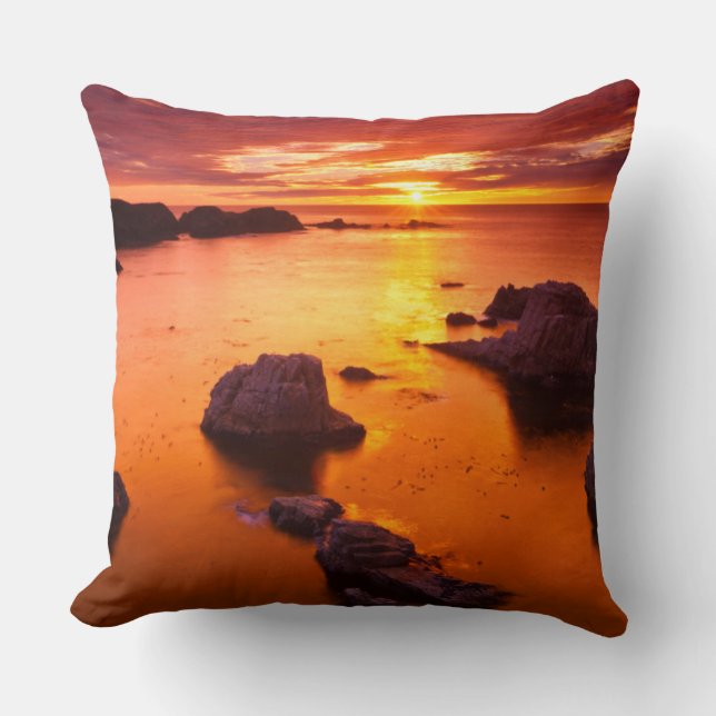 Orange seascape, sunset, California Cushion (Front)