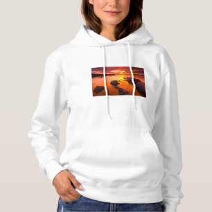 Orange seascape, sunset, California Hoodie